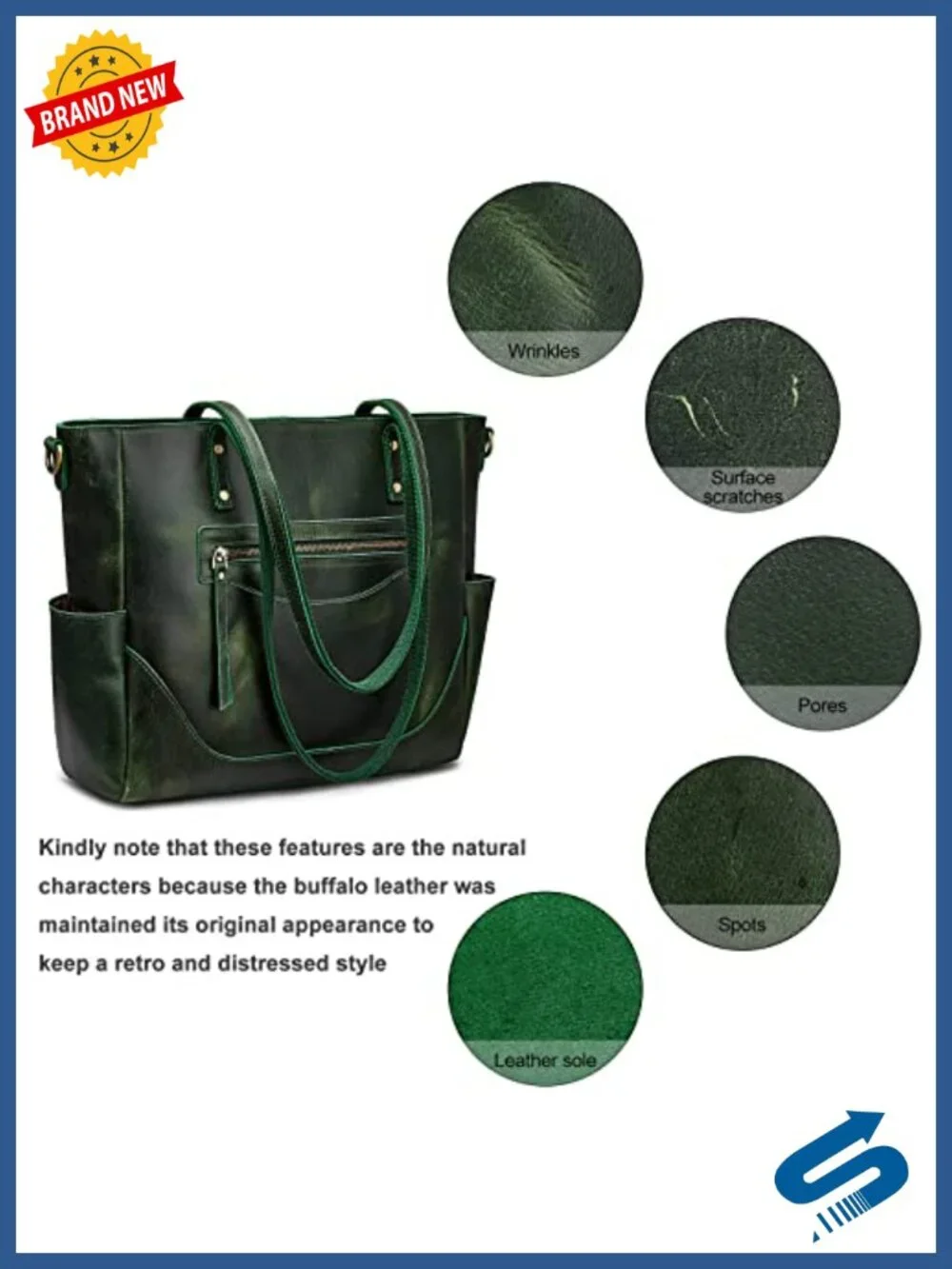 Genuine Leather Tote Bag for Women Large Vintage Work Travel 15.6